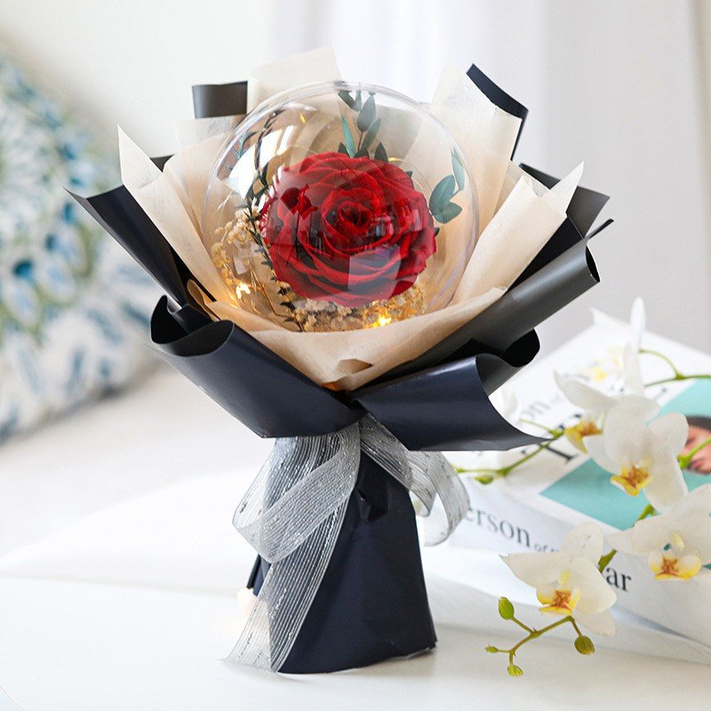 Mothers Day Gifts 2023 Wedding Valentine Festival Novelty Gift Giant Dried Flowers Golden Touch Balloons Preserved Roses Bouquet