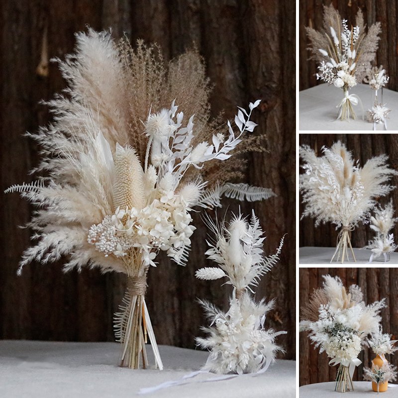 CH-064 Brand New mini dried flower Wrist Flower Corsage Dried Flower Bridal Bouquet mixed Set combination For Wedding Home Decor