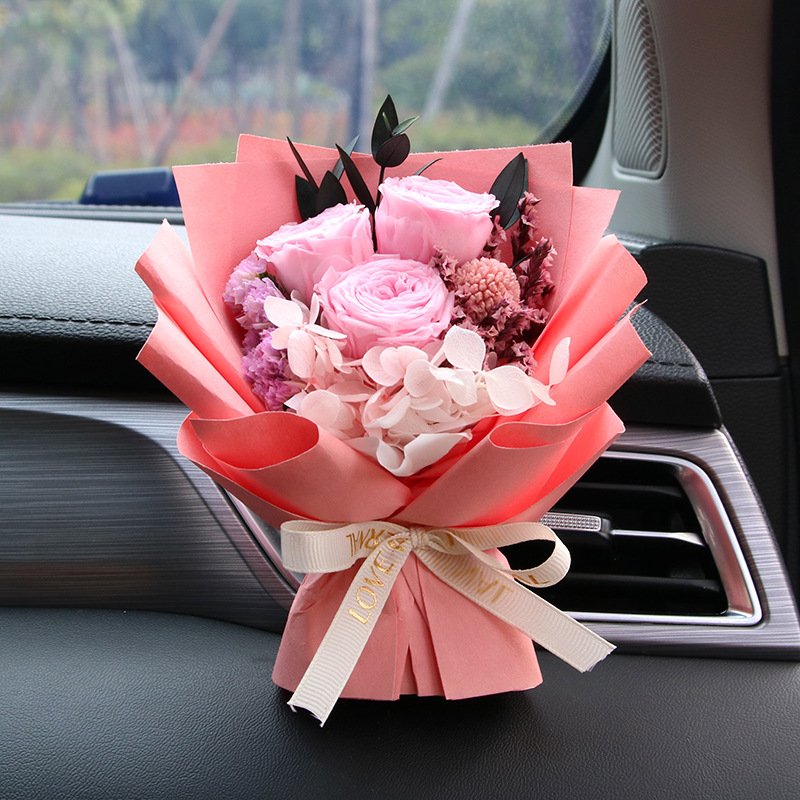 Valentine's Day Wedding Gift Real Mini Dried Flower Decorative Bouquet Preserved dried rose Flower car decoration