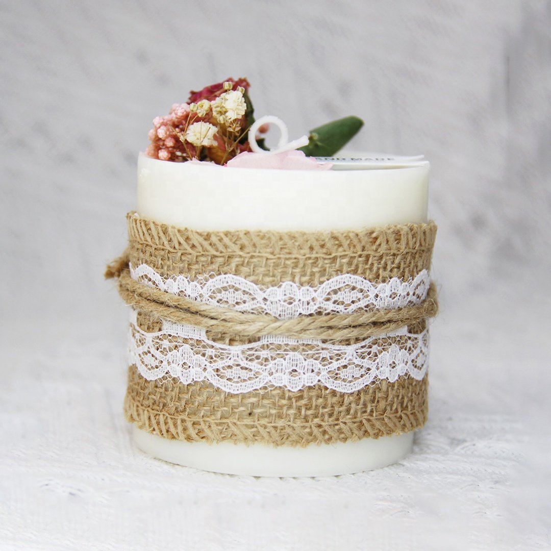 Wholesale luxury cylindrical dried fruit candles natural Dried flower scented candles for wedding GIft
