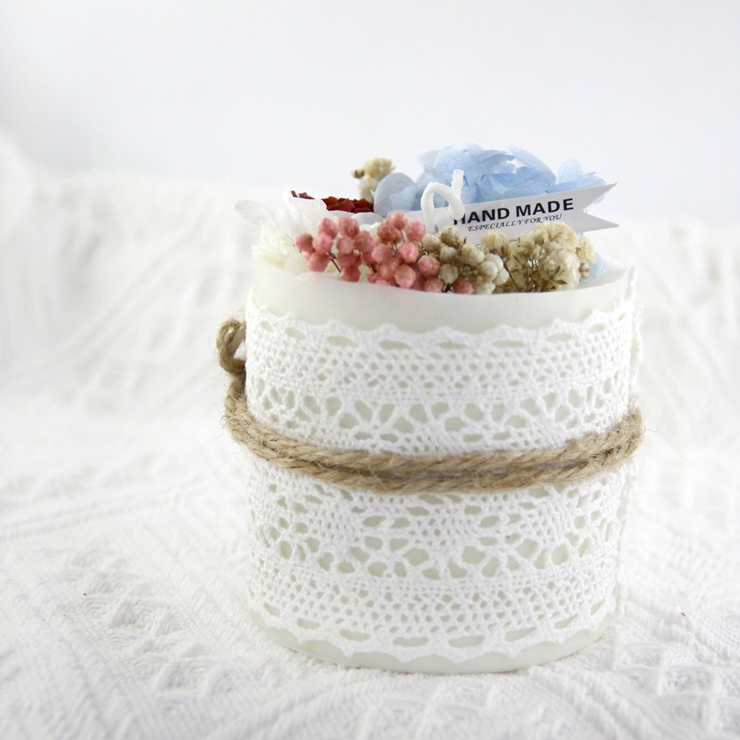 Wholesale luxury cylindrical dried fruit candles natural Dried flower scented candles for wedding GIft