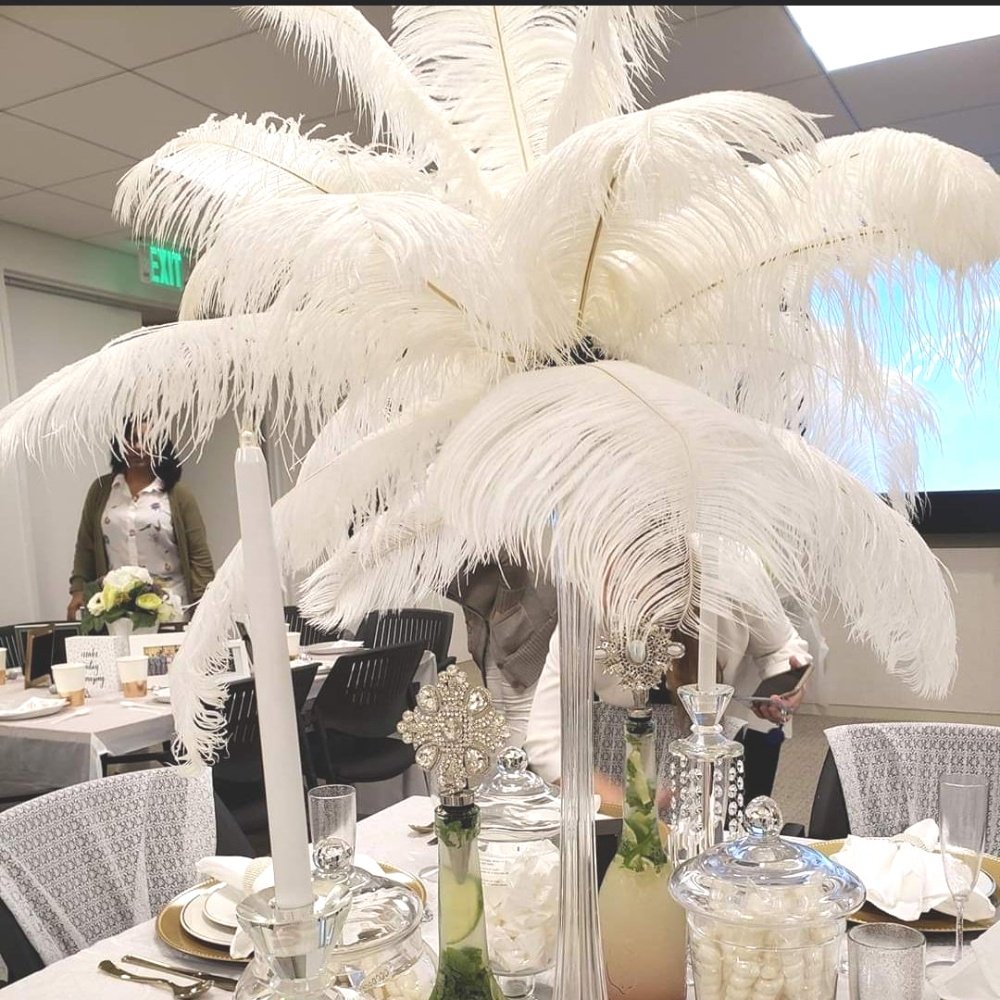 40-45CM Natural premium ostrich feather lamp boho for wedding party DIY arrangements centerpieces decor