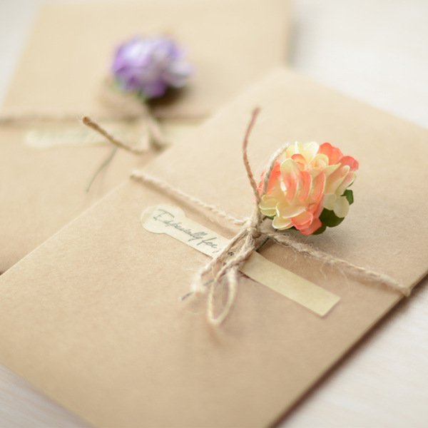 11*17.5cm Wholesale Dried flower Fold Thank You Gift Kraft Paper Greeting Card