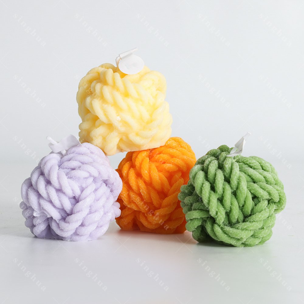 2024 Sing Hua Customized Wholesale 3D Carving Macaron Wool Home Dor Soy Wax Candle