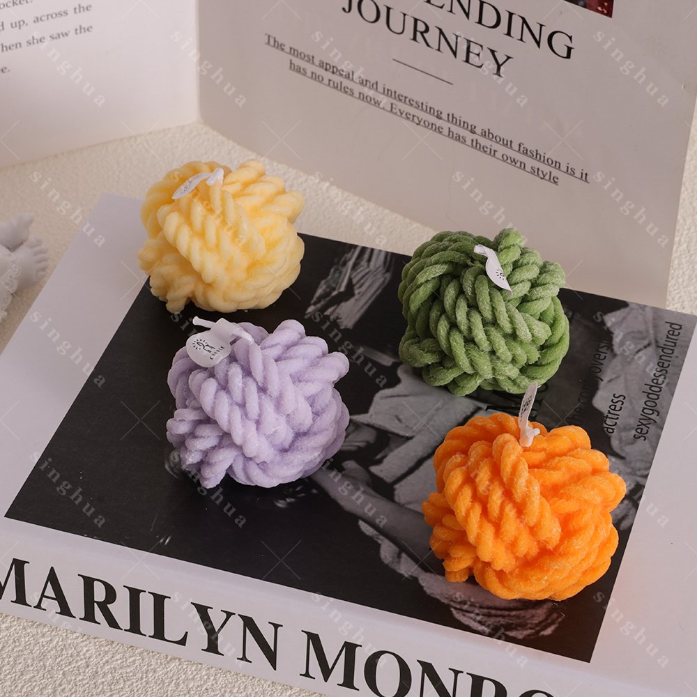 2024 Sing Hua Customized Wholesale 3D Carving Macaron Wool Home Dor Soy Wax Candle