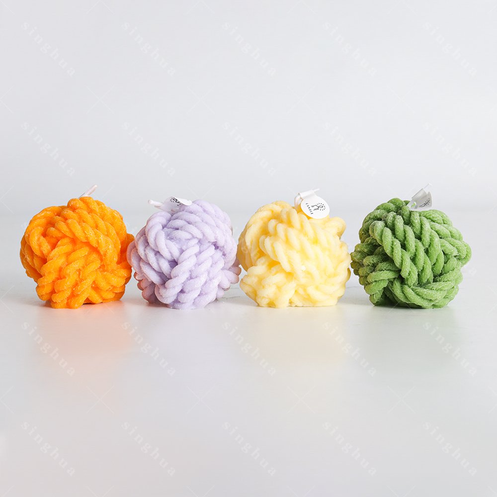 2024 Sing Hua Customized Wholesale 3D Carving Macaron Wool Home Dor Soy Wax Candle