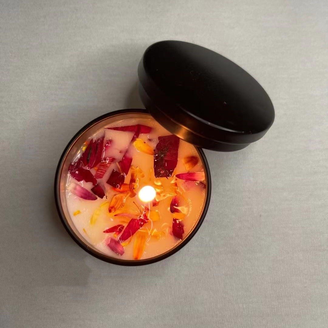 Wholesale Private Label Modern Packaging Gift Luxury Aromatherapy Jar Soy Wax Dried flowers Scented Candle