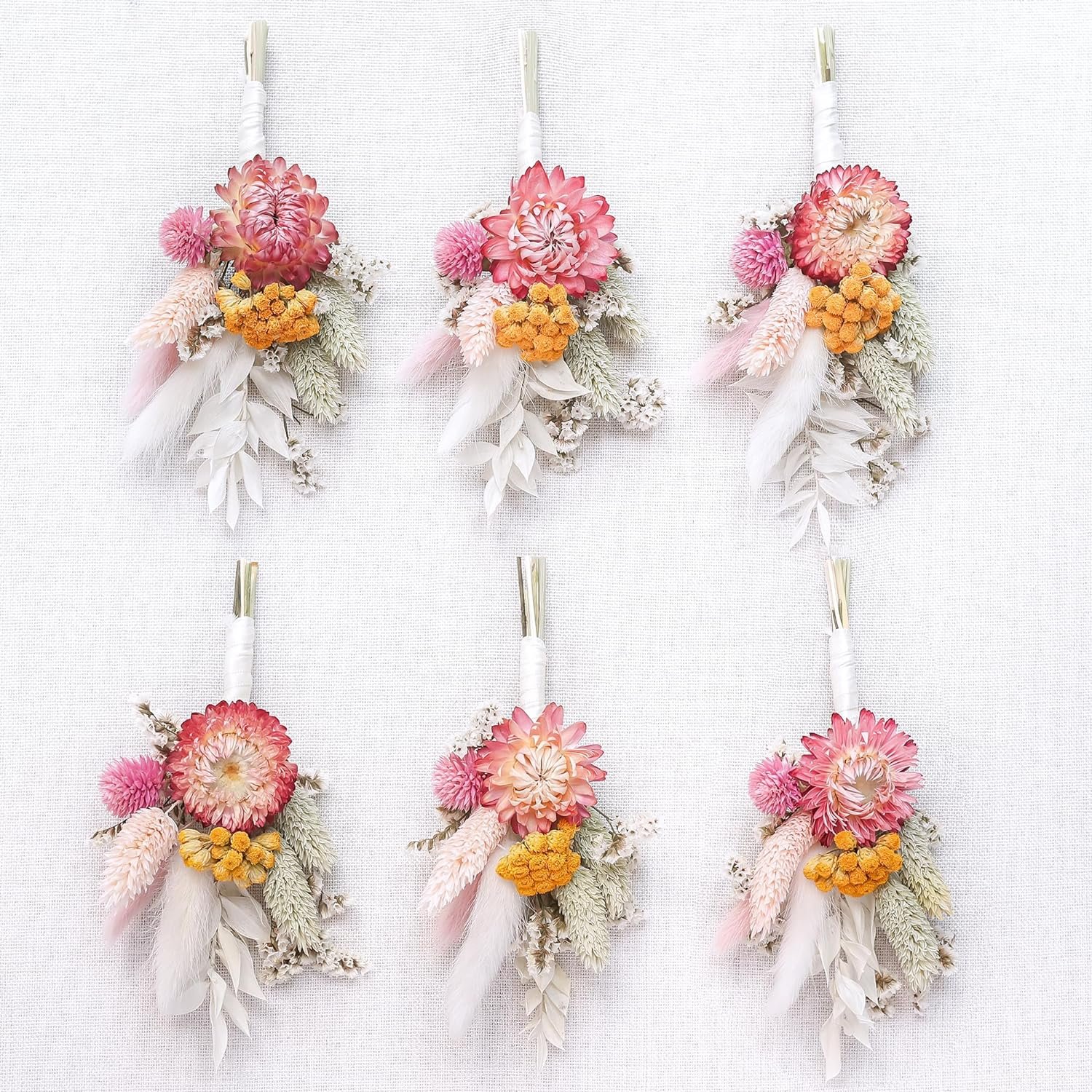 Mini Dried Flower Bouquet for Bohemian Wedding Table Centerpieces Dried Pampas Grass Groom and Best Man Boutonnieres Cake Flower