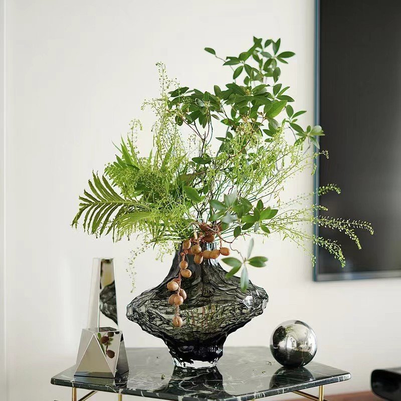 Simple canyon pattern irregular glass vase Modern home living room dining room hydroponic flower arrangement