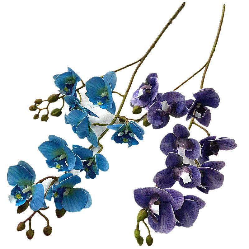 Latex Butterfly Orchid Flower Mini Two Forks Real Touch Wedding Decoration Artificial 9 Heads Phalaenopsis