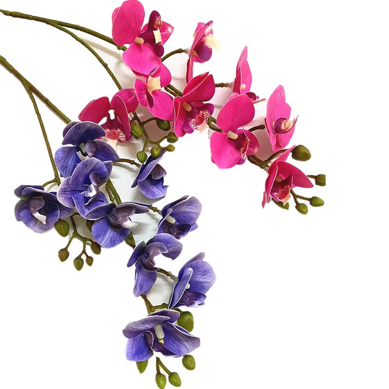 Latex Butterfly Orchid Flower Mini Two Forks Real Touch Wedding Decoration Artificial 9 Heads Phalaenopsis