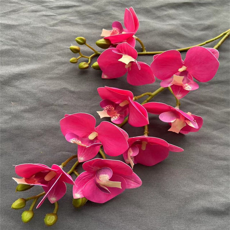 Latex Butterfly Orchid Flower Mini Two Forks Real Touch Wedding Decoration Artificial 9 Heads Phalaenopsis