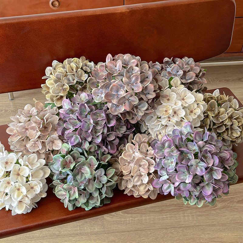 Single Branch 54 Pieces Matte Hydrangea Autumn Interior Landscape Decoration Artificial Flowers Home Beauty Props Silk Flowers