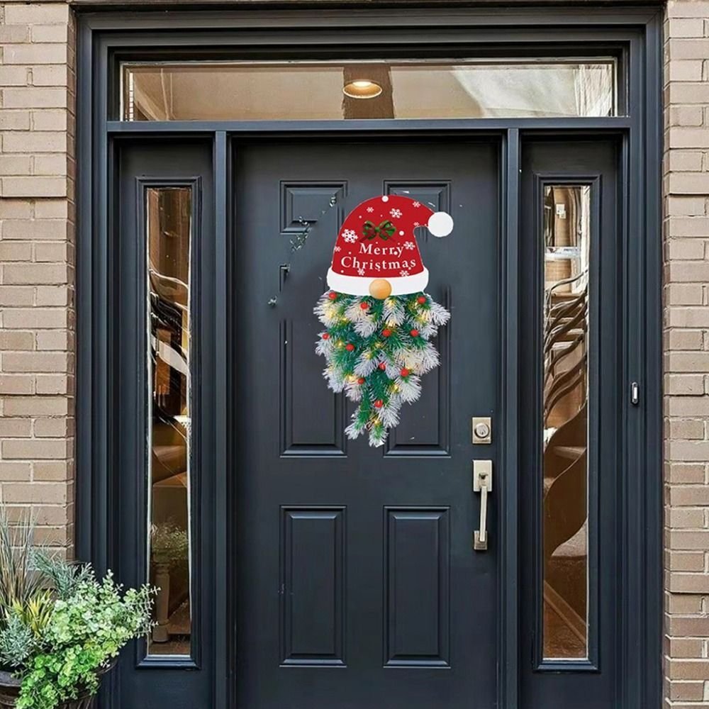 Supply Wholesale Christmas hanging front door wreath decorative rattan base with pine needle garland