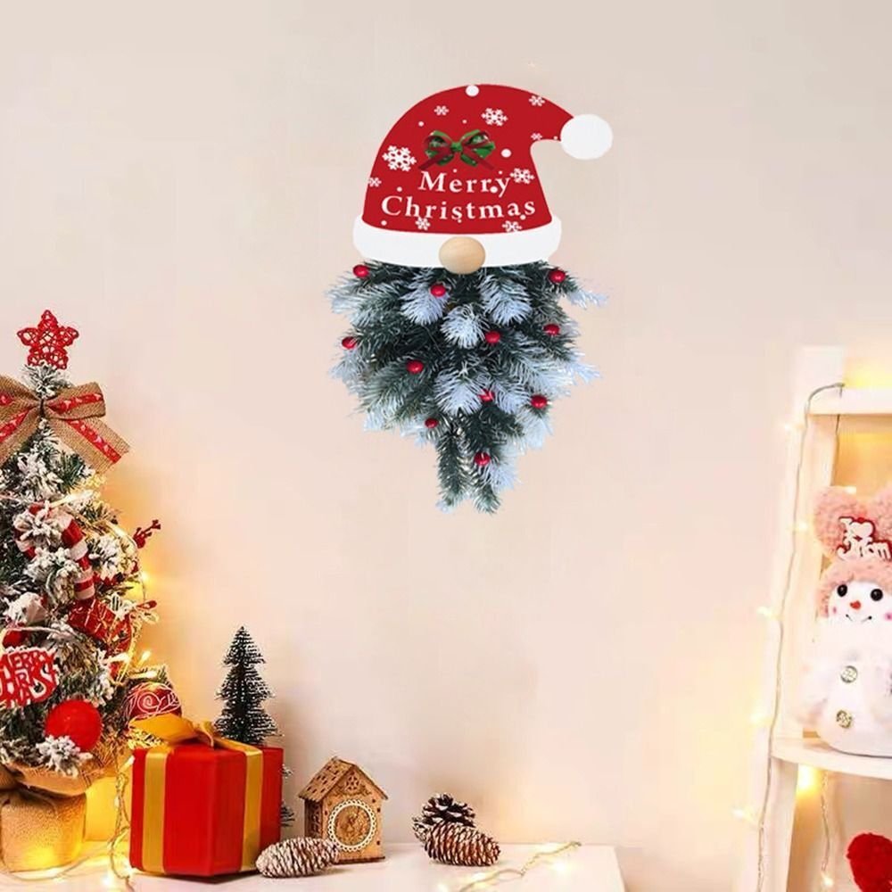 Supply Wholesale Christmas hanging front door wreath decorative rattan base with pine needle garland