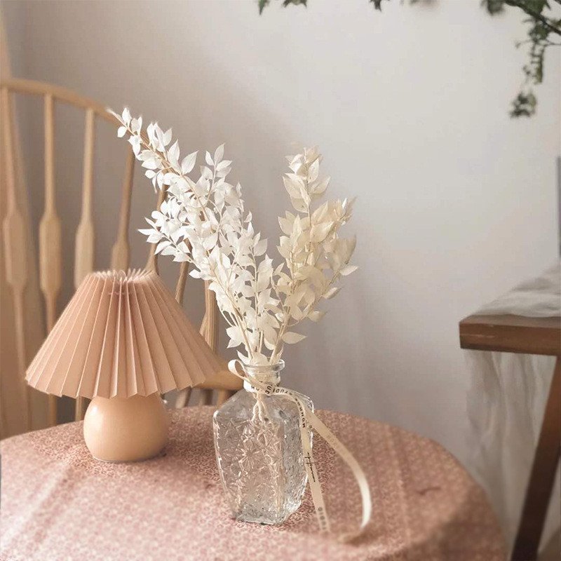 premium white dried bleached ruscus bunch natural dried leaves preserved real flowers Italian Ruscus Leaves
