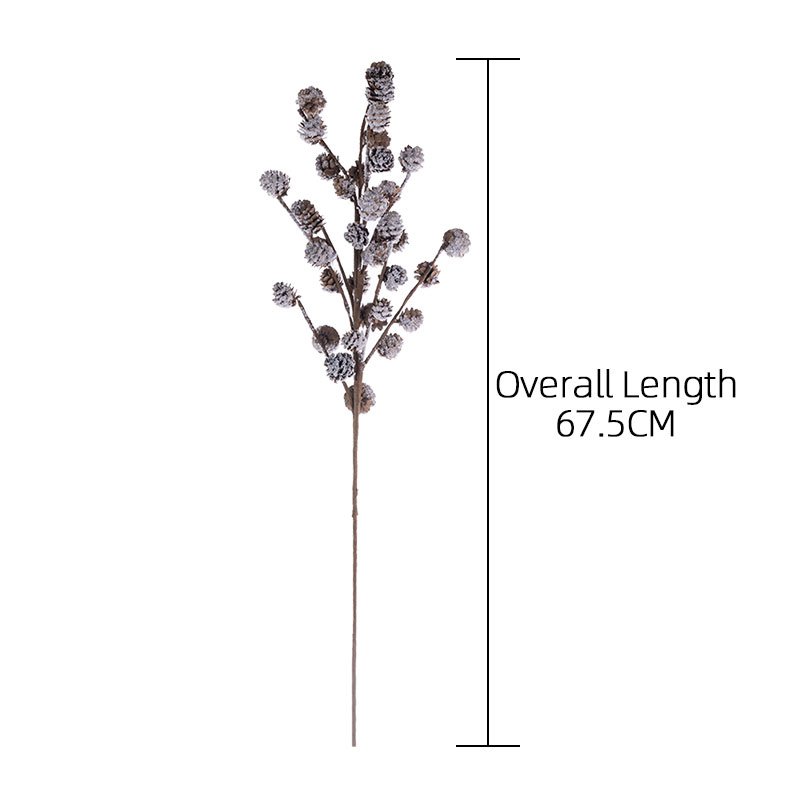 MW61205 Popular Christmas Snow Effect 36 Heads Pineal Branches Dried Pine Fruit For Flower Wall Backdrop