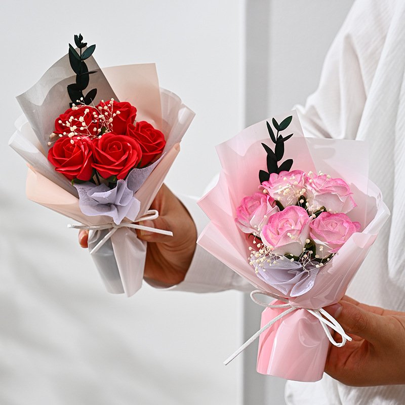 New Valentine's Day carnation rose soap bouquet of immortal dried flowers teacher's Day gift Home Decor Wedding Dry Plants