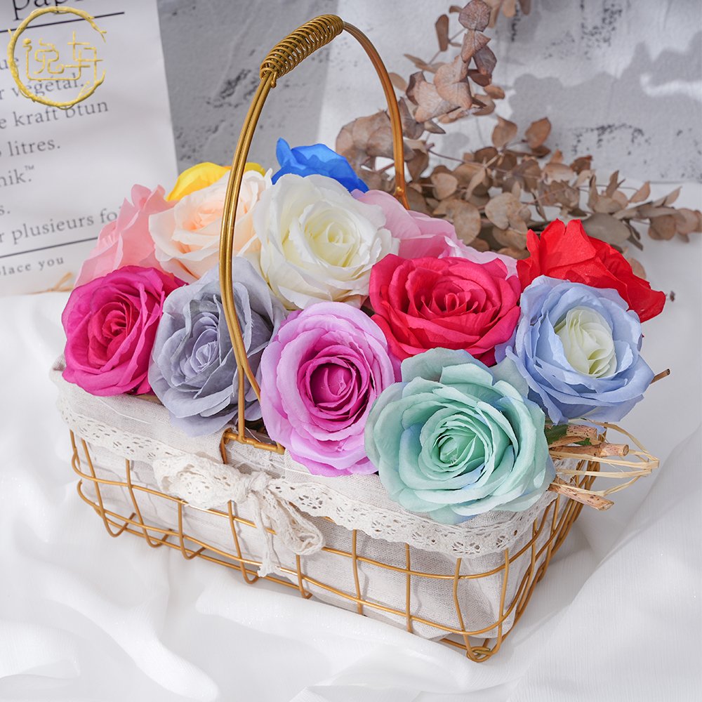 From stock Wedding rose head single artificial rose bouquet simulation Rose Big bud Wedding hotel furniture decorative flowers
