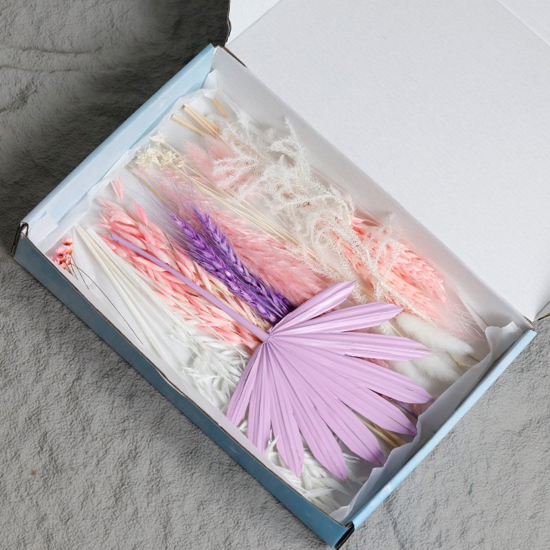 Gold Palm Leaf Cake Topper Letterbox Dried Flower Bouquet