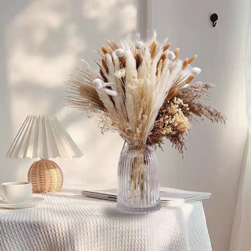 110 Pcs Natural Dried Pampas Grass Bouquet Wall Hanging Home Decor Dried Flowers for Apartment Home Dorm Room