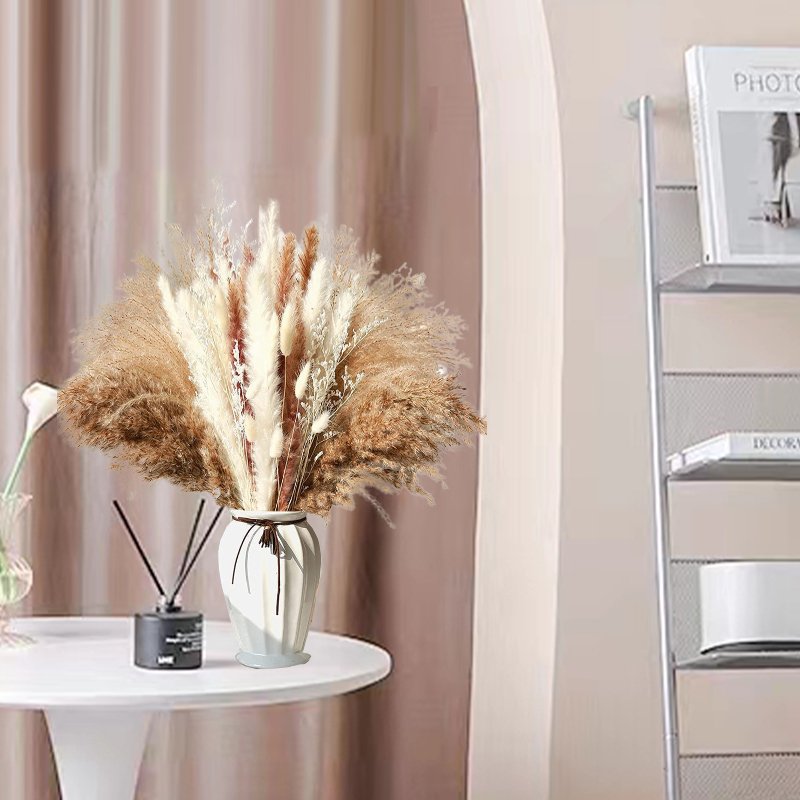 110 Pcs Natural Dried Pampas Grass Bouquet Wall Hanging Home Decor Dried Flowers for Apartment Home Dorm Room