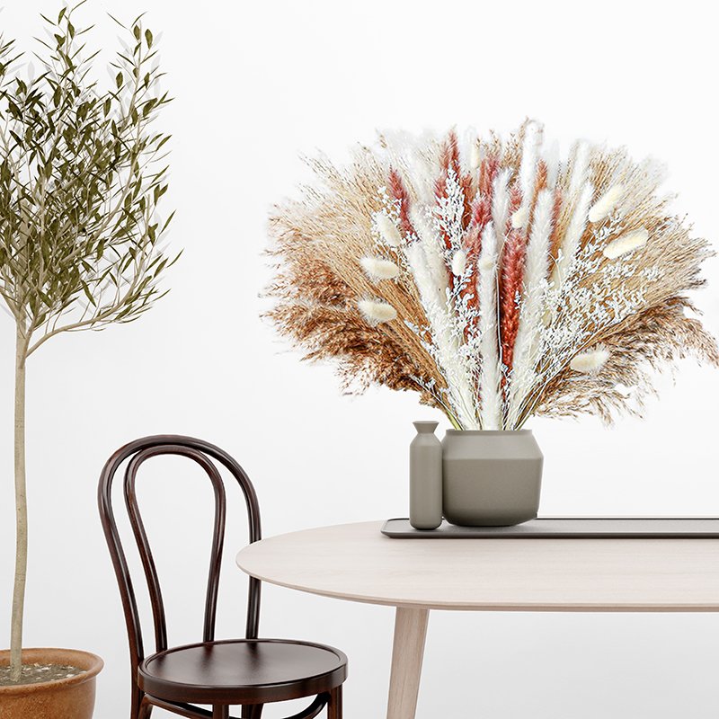 110 Pcs Natural Dried Pampas Grass Bouquet Wall Hanging Home Decor Dried Flowers for Apartment Home Dorm Room