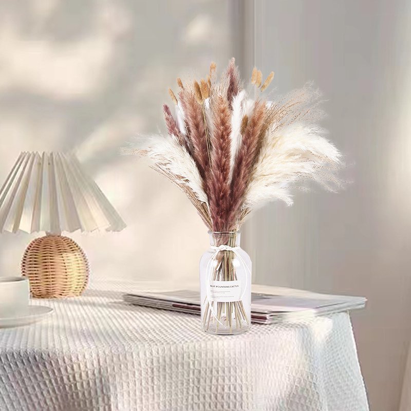 110 Pcs Natural Dried Pampas Grass Bouquet Wall Hanging Home Decor Dried Flowers for Apartment Home Dorm Room