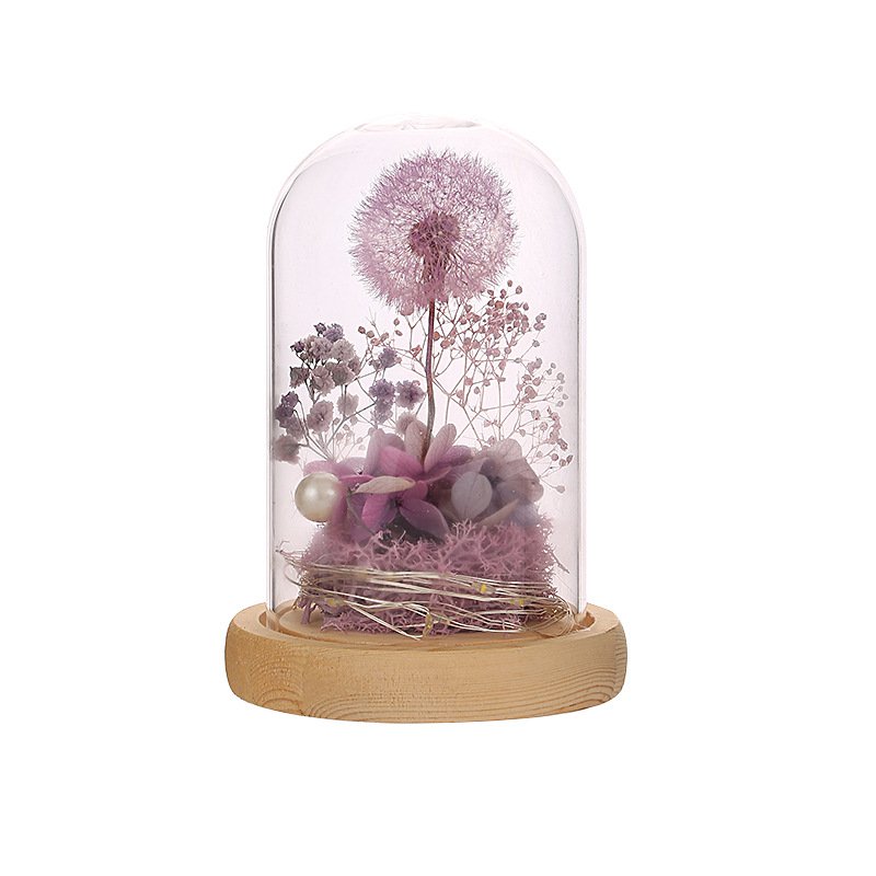Hot Sale Natural Fresh Rose Preserved Flower Dried Dandelion Ball Preserved In Glass For Season Gift