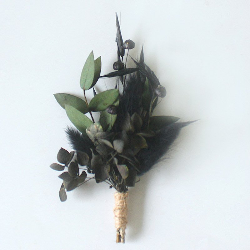 Mini Boho Dried Black Flower Bouquet Bundle Wedding Handmade Centerpieces Boutonniere for Men Bridesmaid Flower Girl Crafts DIY