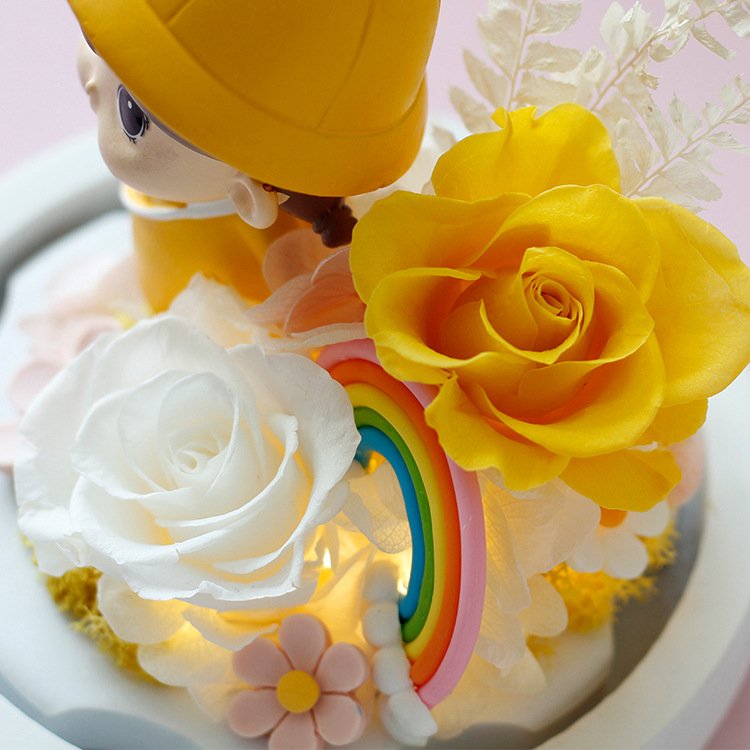 TC Wholesale Cute Doll Preserved Roses Real Dried Flowers In Glass Dome For Birthday Valentine's Day Gift For Girlfriend