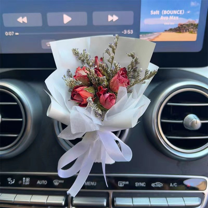 Mini Real Dried Rose Bouquets Preserved Flowers for Christmas Wedding & Valentine's Day for Car Decor & Gifts