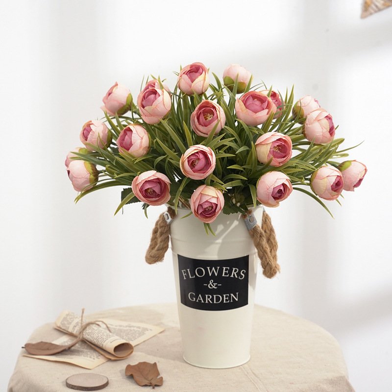 2021 Wholesales Artificial Silk White Peony Flowers Bouquet for Home Wedding Decoration