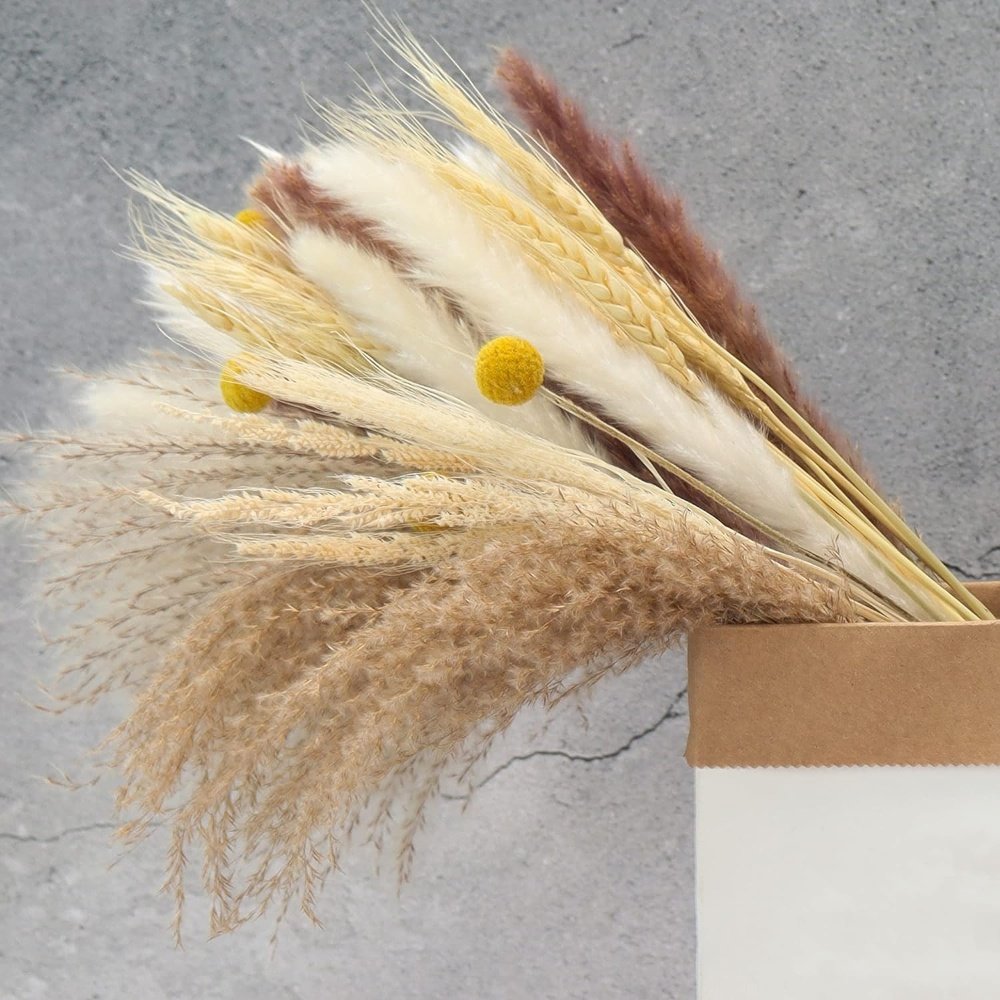 Pampas Grass Wholesale Bouquet Home Decor New Year Bag Easter Decoration Natural Touch Grass Flowers Easter Wreath Support