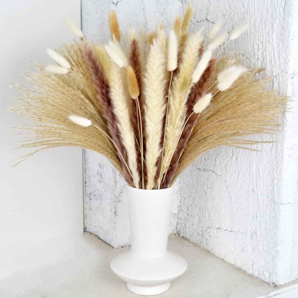 Pampas Grass Wholesale Bouquet Home Decor New Year Bag Easter Decoration Natural Touch Grass Flowers Easter Wreath Support