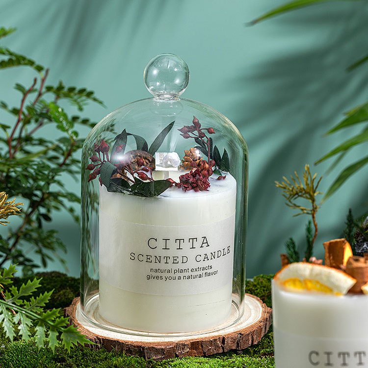 Dried flower scented candles in glass jar soy wax candles with essential oils Private label
