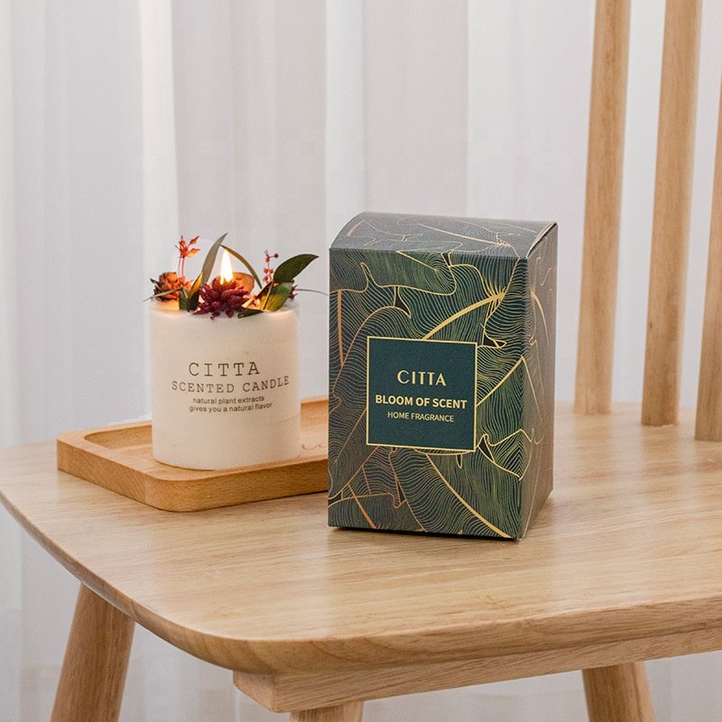 Dried flower scented candles in glass jar soy wax candles with essential oils Private label