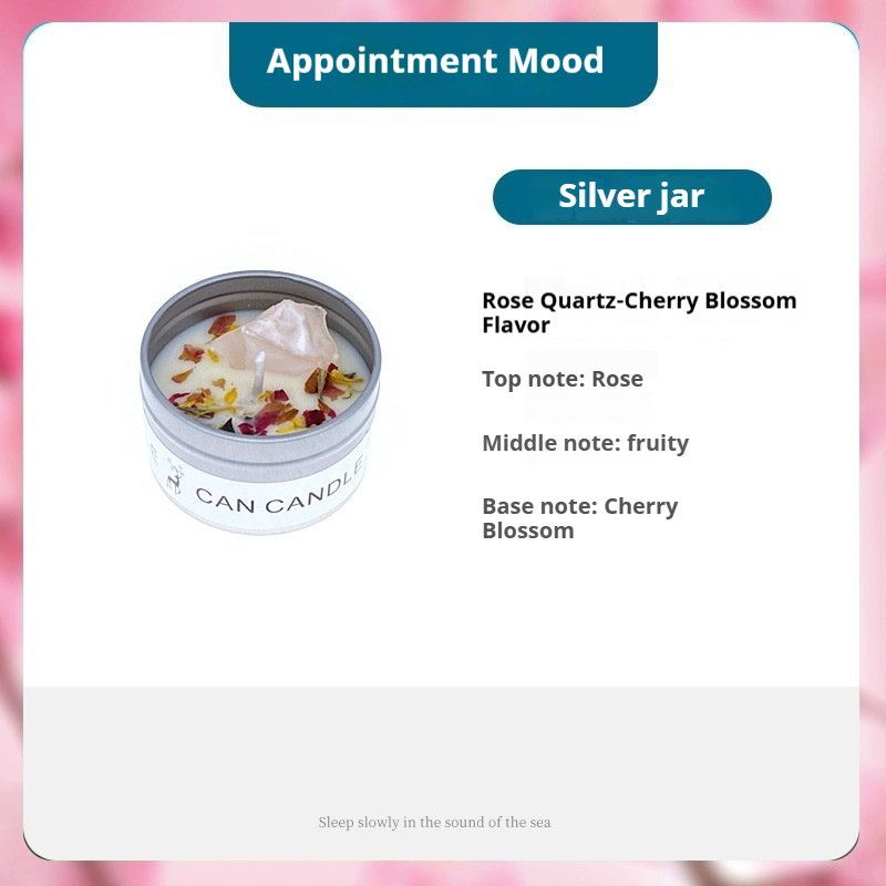 Crystal stone dried flower candle Luxury Custom Vegan Dried Flowers Tin Jar Scented Gemstones Candle for Yoga Party