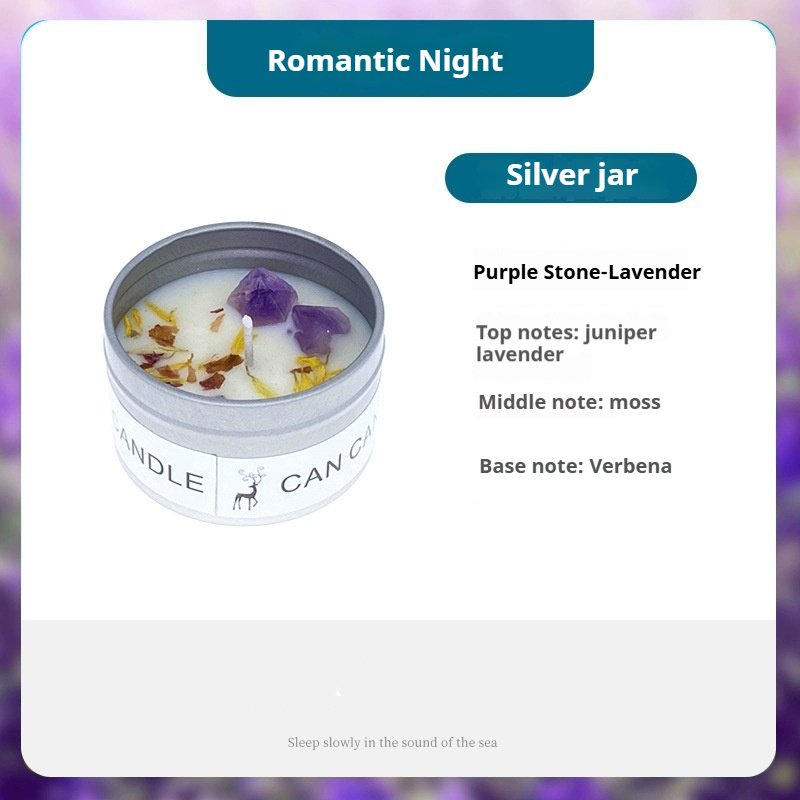 Crystal stone dried flower candle Luxury Custom Vegan Dried Flowers Tin Jar Scented Gemstones Candle for Yoga Party