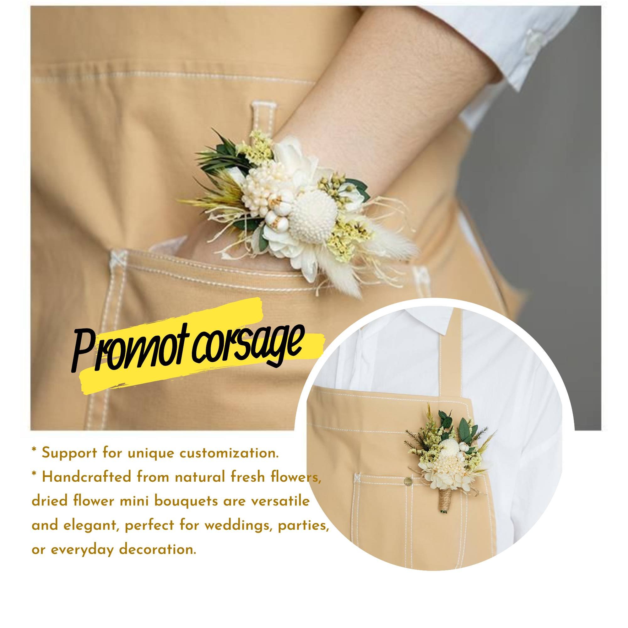 Wholesale mixed dried flower for forever corsage decora bouquet pin for wedding party feather corsage floral accessories