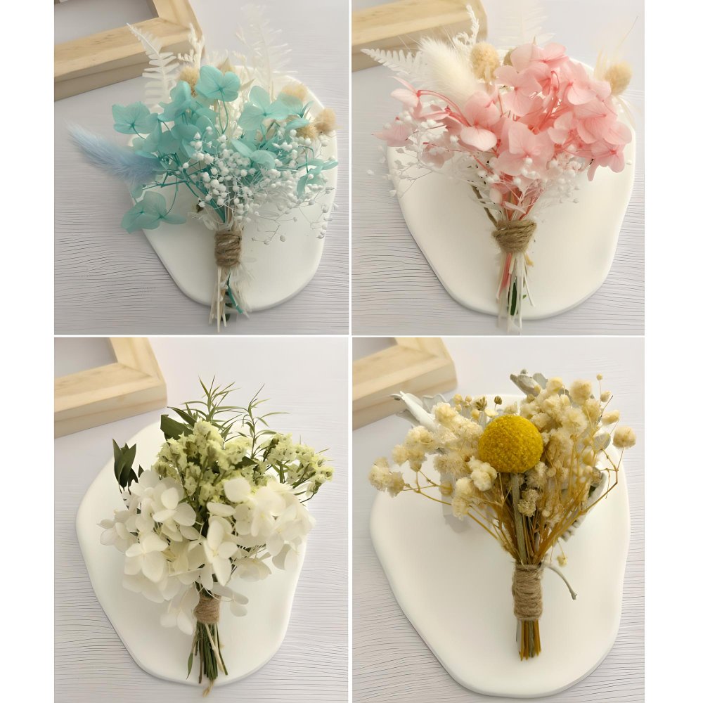 Wholesale mixed dried flower for forever corsage decora bouquet pin for wedding party feather corsage floral accessories