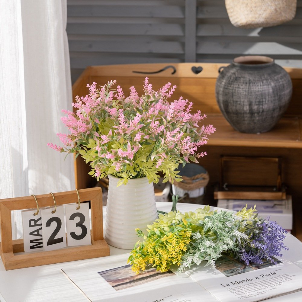 Cross-border simulation plastic lavender flowers dried for home wall decoration accessories