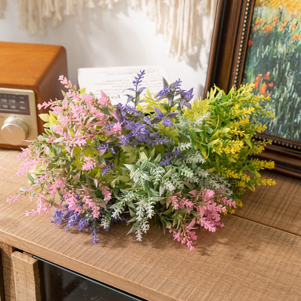 Cross-border simulation plastic lavender flowers dried for home wall decoration accessories