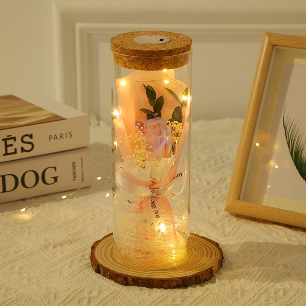 YX Valentine's Day Bouquet Glass Bottle Ornaments Eternal Dried Gypsophila Flowers Tanabata Festival Wall Gift Mom Teacher Wife