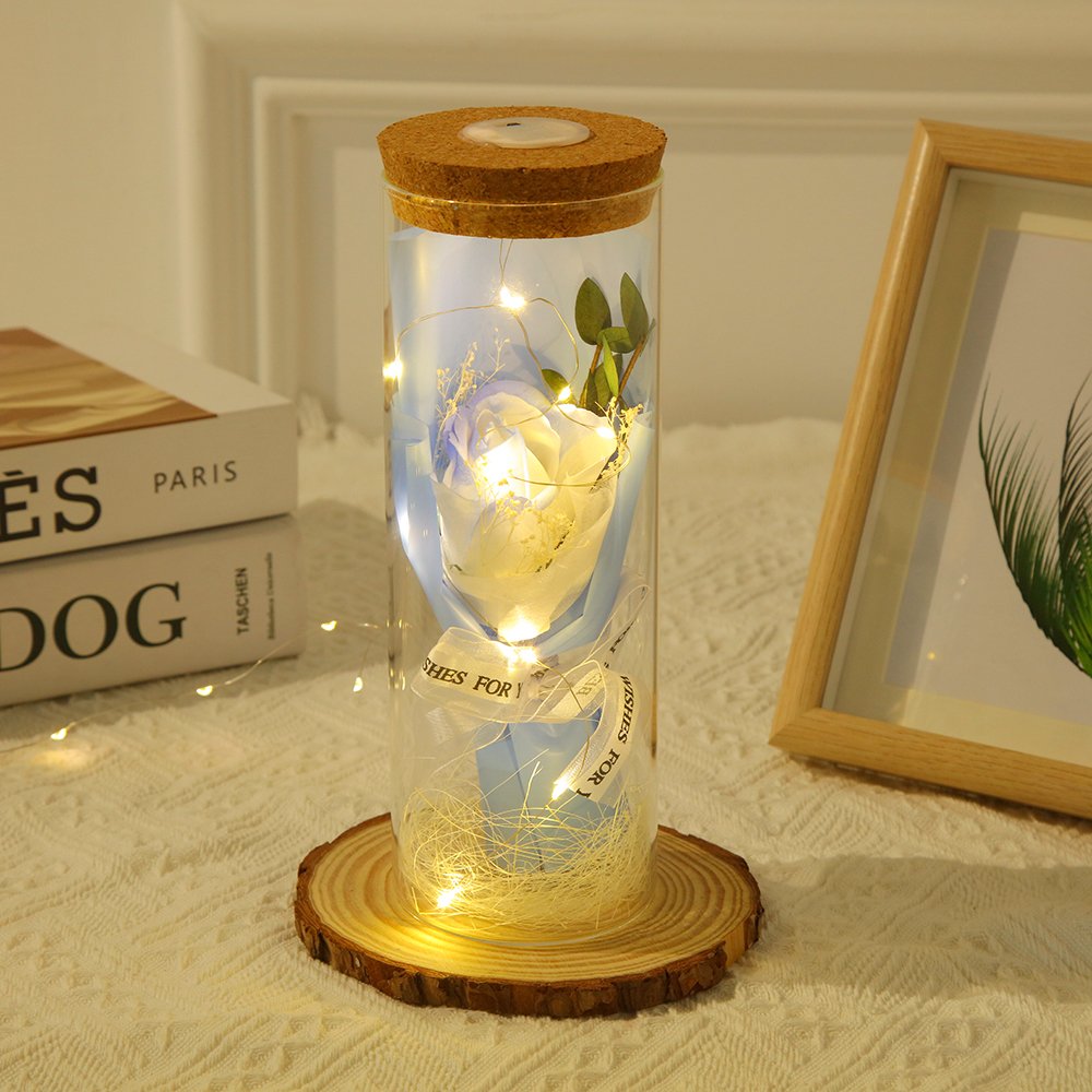 YX Valentine's Day Bouquet Glass Bottle Ornaments Eternal Dried Gypsophila Flowers Tanabata Festival Wall Gift Mom Teacher Wife