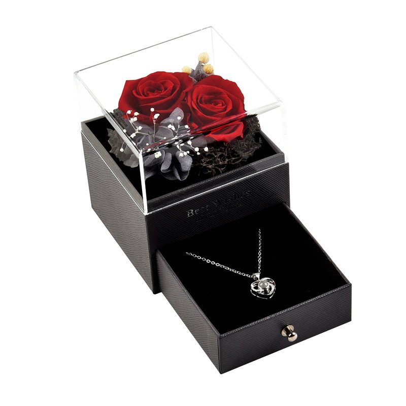 Real Rose Decor For Mother's Day With Wholesales Price Preserved Rose In Jewelry Box