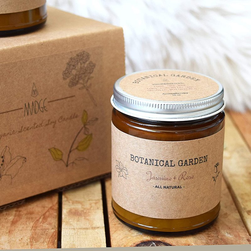 Home Decor 100% Essential Oil Organic Jasmine & Rose Scented Aromatherapy Pure Soy Wax Scented Candles With Dried Flowers