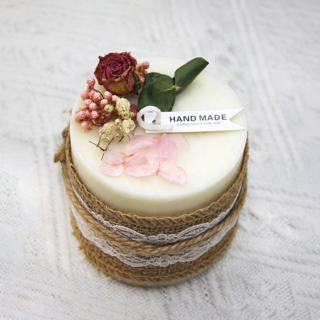 Custom cylindrical Eternal Flower Candle Cup-free dried flower scented candle for wedding