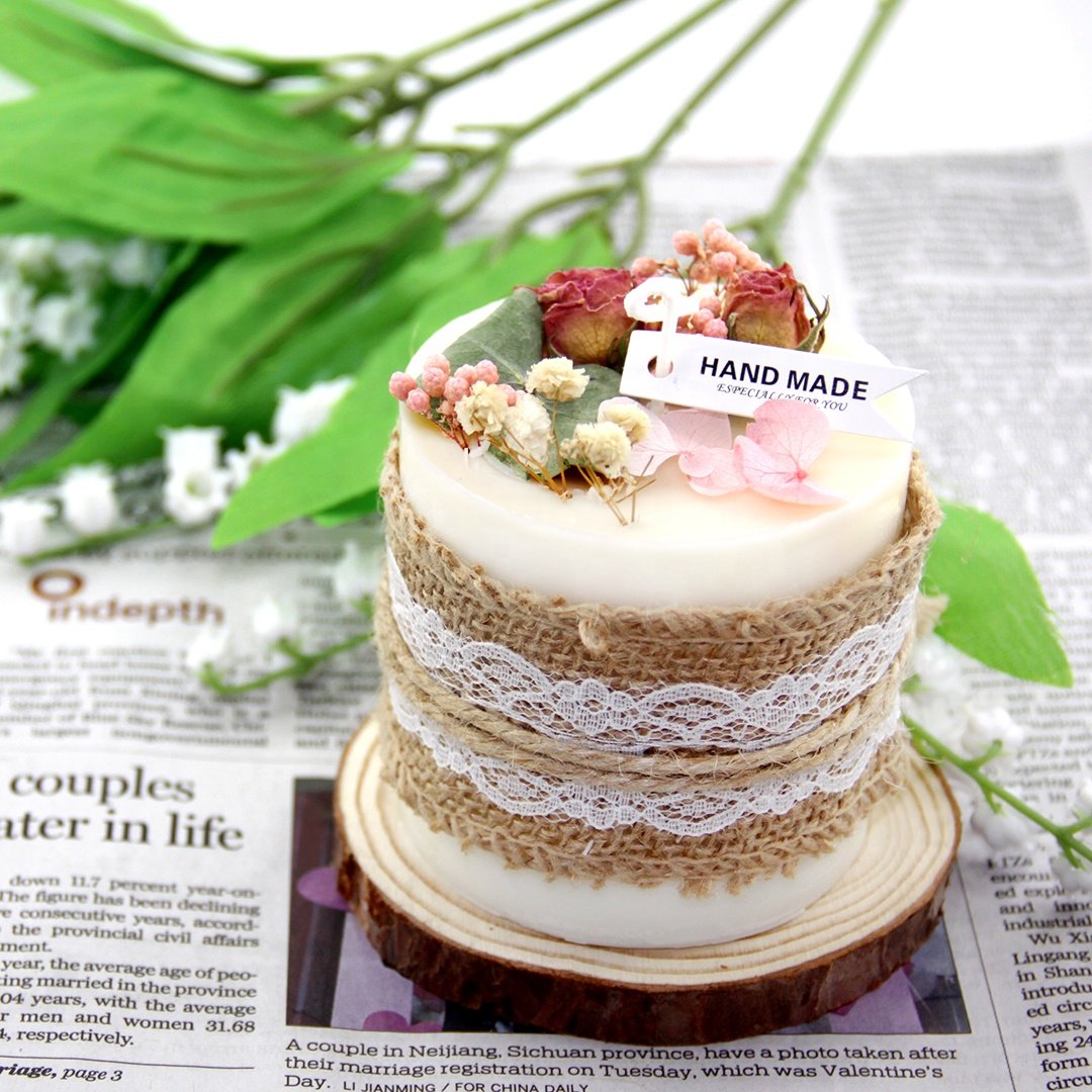 Custom cylindrical Eternal Flower Candle Cup-free dried flower scented candle for wedding