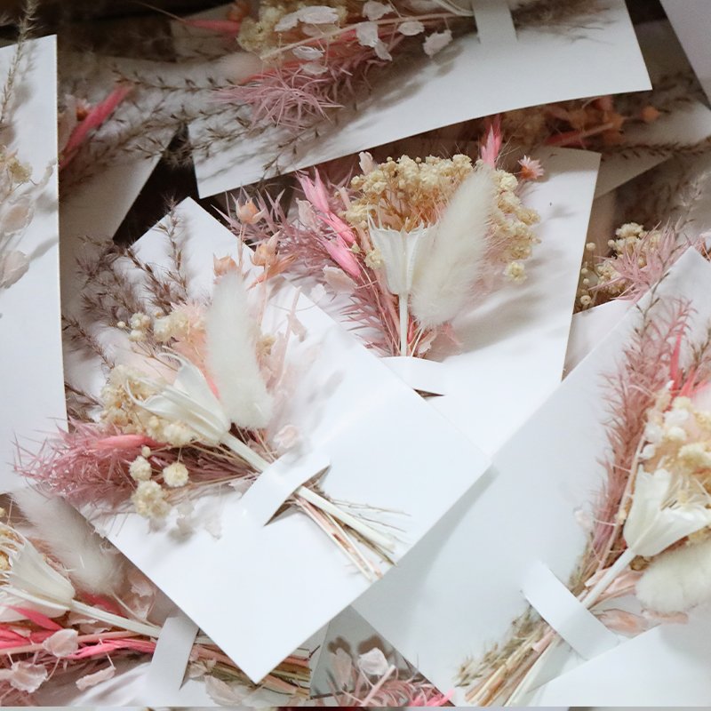 Mini Boho Preserved Roses Bouquet Natural Dried Flowers and Gift Cards for Weddings Mother's Day Gifts